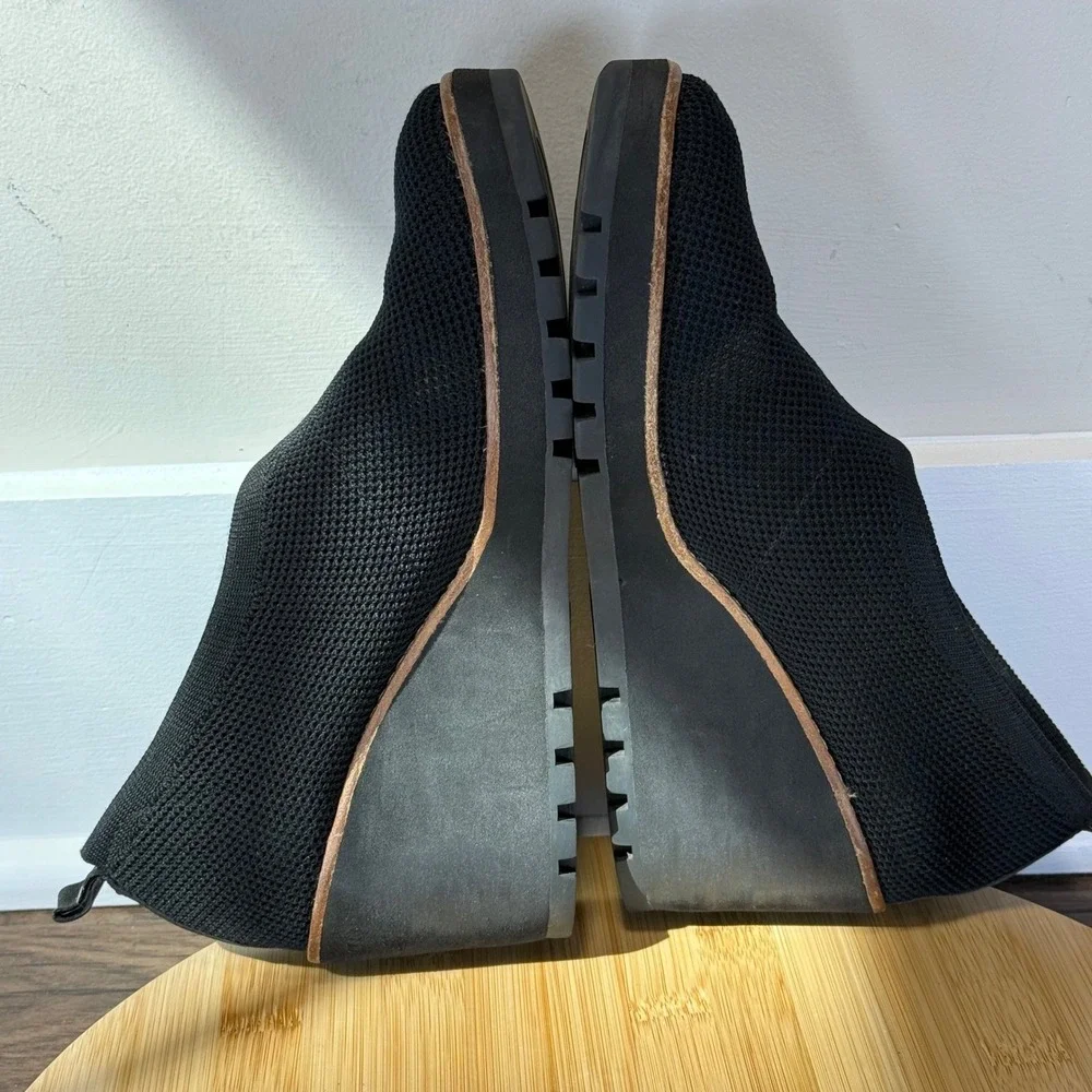 Eileen Fisher Wedge Pump Womens 8 Black Knit Platform Lug Sole Quiet Luxury Chic